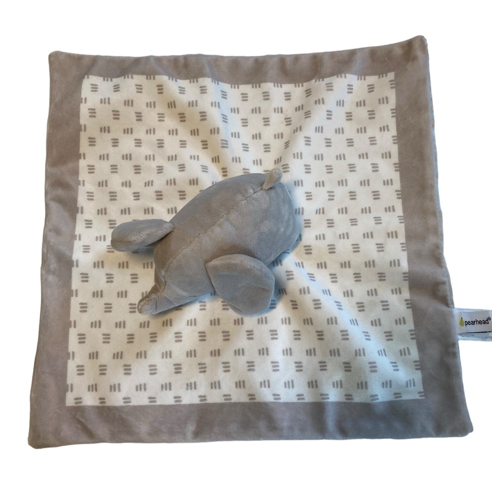 Pearhead Elephant Baby Lovey Plush Gray White Stripe 13" Security Blanket 2020 - Picture 4 of 12